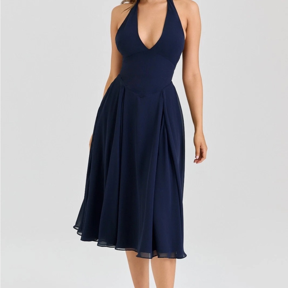 House of cb Solada Navy Blue Halter Dress, NWOT